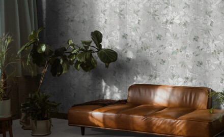 Gresie pentru pereți 60x120 cm, gri, cu motive florale, finisaj mat, A4H923 Lirio