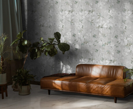 Gresie pentru pereți 60x120 cm, gri, cu motive florale, finisaj mat, A4H923 Lirio
