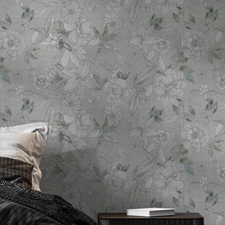 Gresie pentru pereți 60x120 cm, gri, cu motive florale, finisaj mat, A4H923 Lirio #2