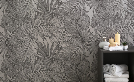 Gresie pentru pereți 60x120 cm, gri, cu motive vegetale, finisaj mat, A4H925 Panaria