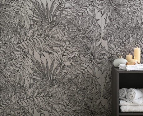 Gresie pentru pereți 60x120 cm, gri, cu motive vegetale, finisaj mat, A4H925 Panaria