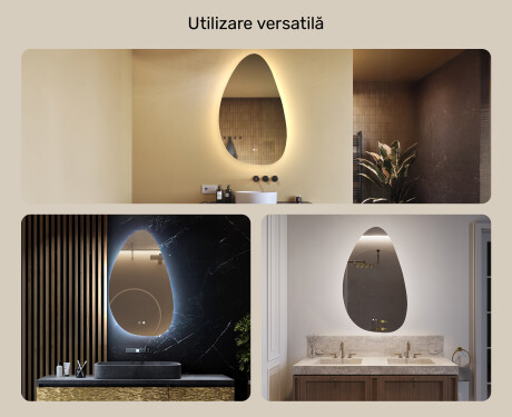 Oglindă neregulată cu iluminare, 64×104 cm, culoare duală, comutator tactil, saltea încălzitoare #2