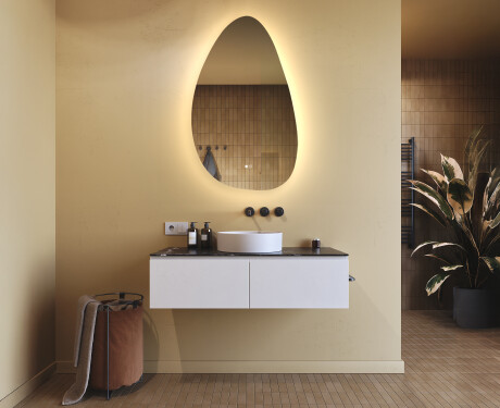 Oglindă neregulată cu iluminare, 64×104 cm, culoare duală, comutator tactil, saltea încălzitoare #9