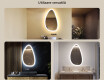 Oglindă neregulată cu iluminare, 64×104 cm, culoare duală, comutator tactil, saltea încălzitoare #2