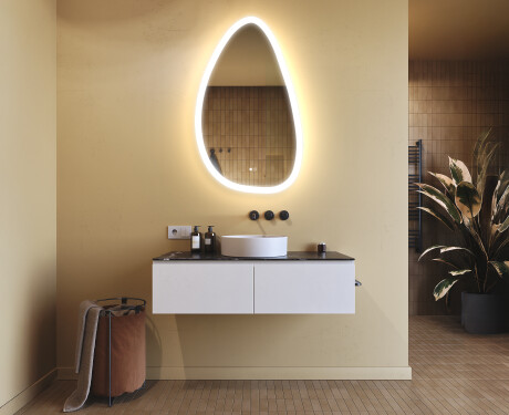Oglindă neregulată cu iluminare, 64×104 cm, culoare duală, comutator tactil, saltea încălzitoare #9