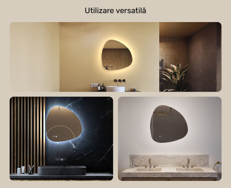 Oglindă neregulată cu iluminare, culoare duală, comutator tactil, saltea încălzitoare #2