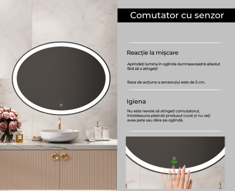 Ovala oglinda baie cu leduri - Orizontal L74 #4