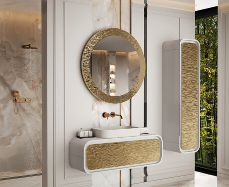 Oglindă rotundă cu finisaj decorativ din metal L288