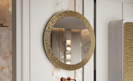 Oglindă rotundă cu finisaj decorativ din metal L288