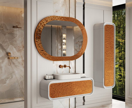 Oglindă de baie cu decor elegant din metal L289