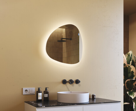 Oglinzi pentru baie cu LED în formă neregulată 54x54cm cu lumină LED rece 7000K, lumină caldă 3000K sau lumină neutră 4500K