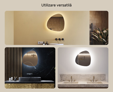 Oglinzi pentru baie cu LED în formă neregulată 54x54cm cu lumină LED rece 7000K, lumină caldă 3000K sau lumină neutră 4500K #2