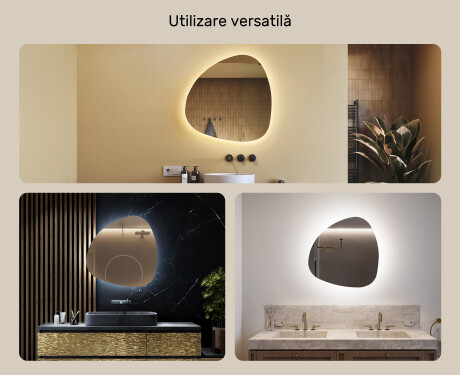 Oglinzi pentru baie cu LED în formă neregulată 74x74cm cu lumină LED rece 7000K, lumină caldă 3000K sau lumină neutră 4500K #2