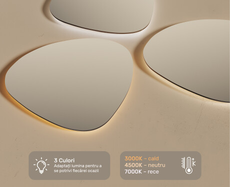 Oglinzi pentru baie cu LED în formă neregulată 74x74cm cu lumină LED rece 7000K, lumină caldă 3000K sau lumină neutră 4500K #3