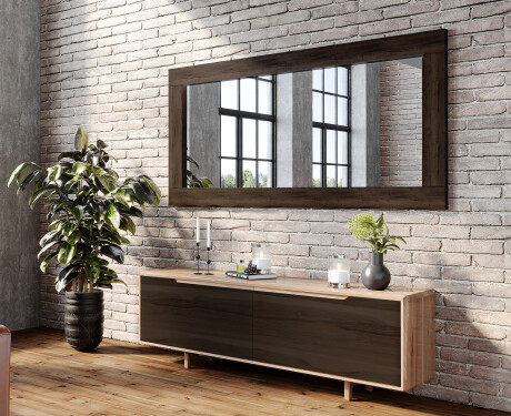 Oglindă rectangulară de perete cu ramă lemn L224 #7