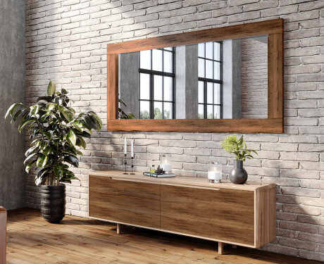 Oglindă rectangulară de perete cu ramă lemn L224 #6