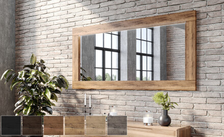 Oglindă rectangulară de perete cu ramă lemn L224