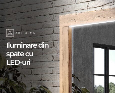 Oglindă LED rectangulară de perete cu ramă lemn L225 #4