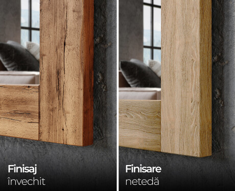 Oglindă LED rectangulară de perete cu ramă lemn L225 #7