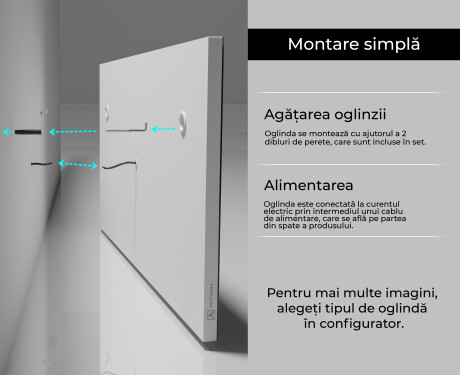 Oglinda moderna dreptunghiulara baie cu LED L03 #10