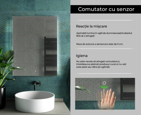 Oglinda moderna dreptunghiulara baie cu LED L03 #7