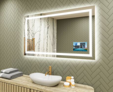 Oglinda moderna dreptunghiulara baie cu LED L15 120x80cm - SmartScreen, DualColor