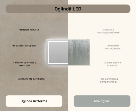 Oglinda moderna dreptunghiulara baie cu LED L15 120x80cm - SmartScreen, DualColor #7