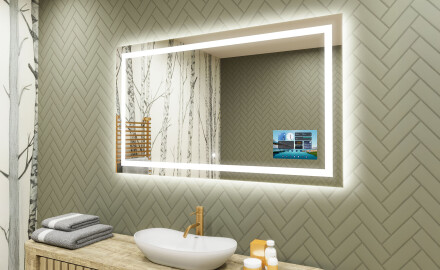 Oglinda moderna dreptunghiulara baie cu LED L15 120x80cm - SmartScreen, DualColor