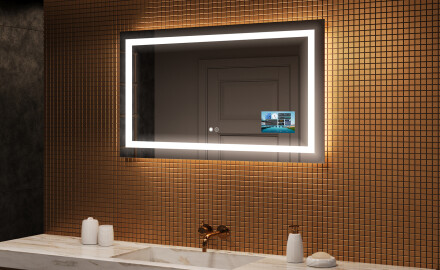 Oglinda moderna dreptunghiulara baie cu LED L15 120x80cm - SmartScreen, DualColor, Saltea de încălzire
