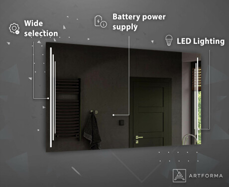 Oglinda cu LED baie mari de perete de la baterii L27 #4