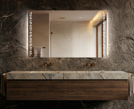 Dreptunghiulara oglinda cu LED la comanda de la baterii  L38