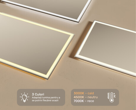 Oglinzi moderne baie cu leduri 120x70cm cu lumină LED rece 7000K, lumină caldă 3000K sau lumină neutră 4500K #3