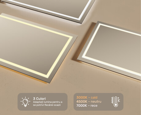 Oglinzi moderne baie cu leduri 120x70cm cu lumină LED rece 7000K, lumină caldă 3000K sau lumină neutră 4500K #3
