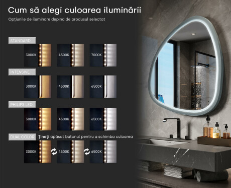 Oglindă LED neregulată cu ramă MDF lăcuită lucios L308 #5