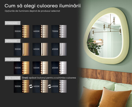 Oglindă LED cu linie neregulată și ramă din MDF lăcuit L308 #5