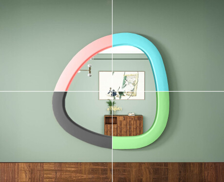 Oglindă LED cu linie neregulată și ramă din MDF lăcuit L308 #6