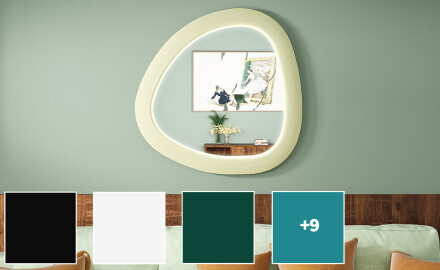 Oglindă LED cu linie neregulată și ramă din MDF lăcuit L308