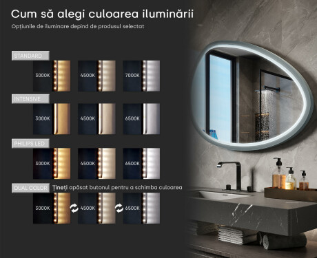 Oglindă LED asimetrică cu ramă din MDF lăcuit L310 #5