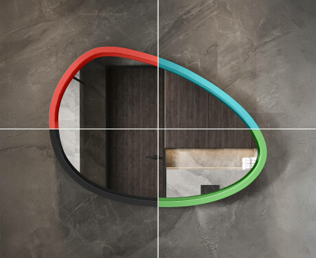 Oglindă LED asimetrică cu ramă din MDF lăcuit L310 #6