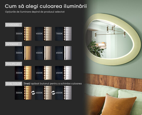 Oglindă LED asimetrică cu ramă din MDF L310 #5