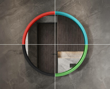 Oglindă LED rotundă cu ramă din MDF lăcuit L306 #7