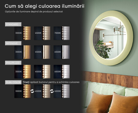 Oglindă LED cu MDF într-o ramă rotundă, lăcuită L306 #5