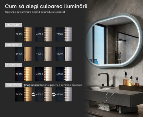 Oglindă LED în formă de stadion cu ramă din MDF lăcuit L307 #5