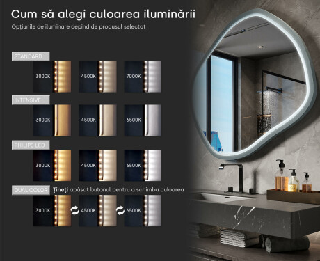 Oglindă LED romboidală cu ramă din MDF lăcuit L309 #5