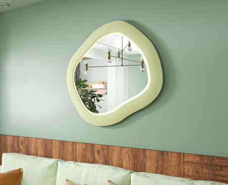 Oglindă LED de designer cu MDF, formă geometrică, L309