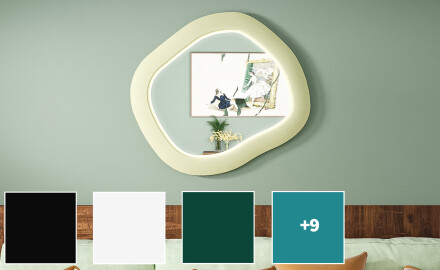 Oglindă LED de designer cu MDF, formă geometrică, L309