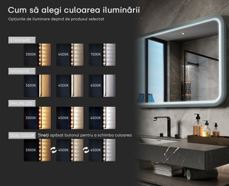 Oglindă LED rotunjită cu ramă din MDF lăcuit L305 #5