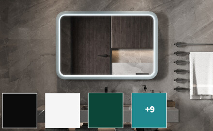 Oglindă LED rotunjită cu ramă din MDF lăcuit L305