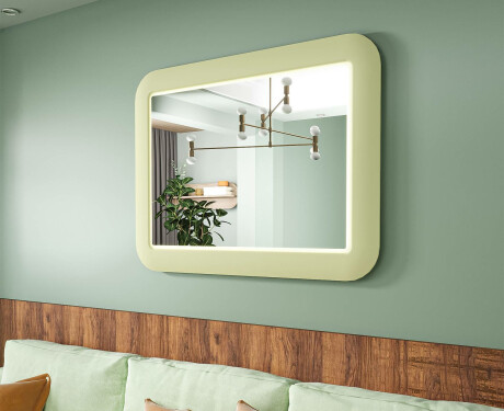 Oglindă LED rotunjită cu ramă lucioasă din MDF L305