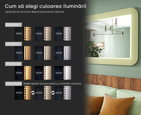 Oglindă LED rotunjită cu ramă lucioasă din MDF L305 #5